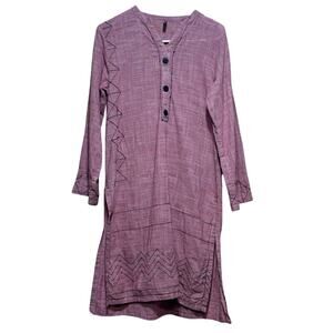 Beechtree Pakistani Kurti Tunic Dress Size 10 (Medium) Mauve Zigzag Embroidery